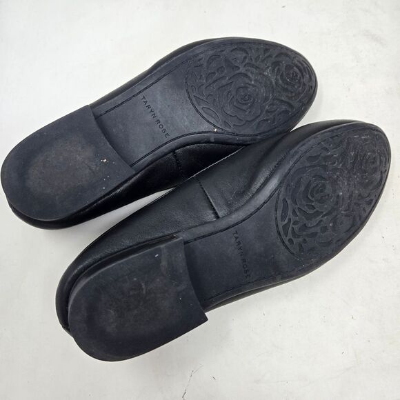 TARYN ROSE Brayden Elegant Black Leather Floral Women's Loafers Size 8B - Picture 5 of 7